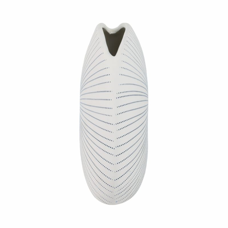 10x9" Round Dotted Shell Vase, White/blue image number 2