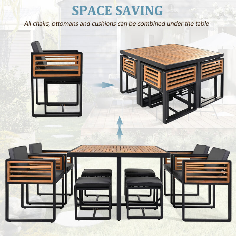 Merax Space Saving Outdoor Patio Acacia Wood Dining Set