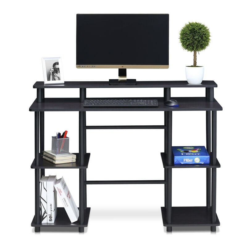 Furinno Furinno Turn-N-Tube Computer Desk with Top Shelf, Espresso/Black 17045EX/BK
