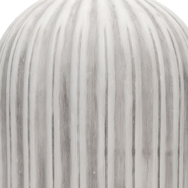 HomeRoots 21" Gray And White Striped Ceramic Cylinder Floor Vase image number 2