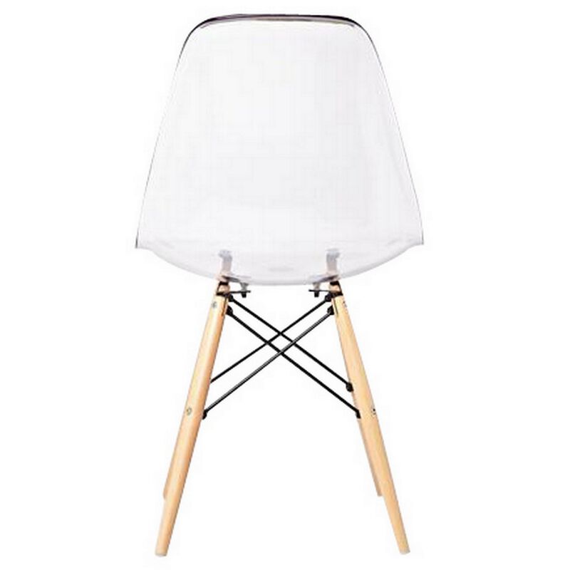 Louie 21 Inch Modern Side Chair, Wood Finished Legs, Translucent Seating-Benzara