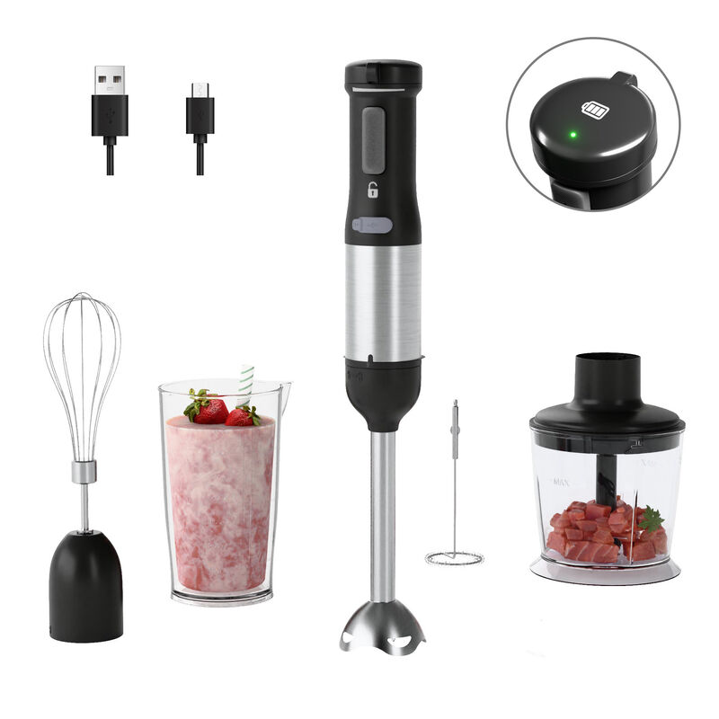 WHALLULTRA Cordless Hand Blender, 5-in-1 Immersion Blender with 2000mAh Battery, Beaker, Chopper, Whisk, Milk Frother image number 0