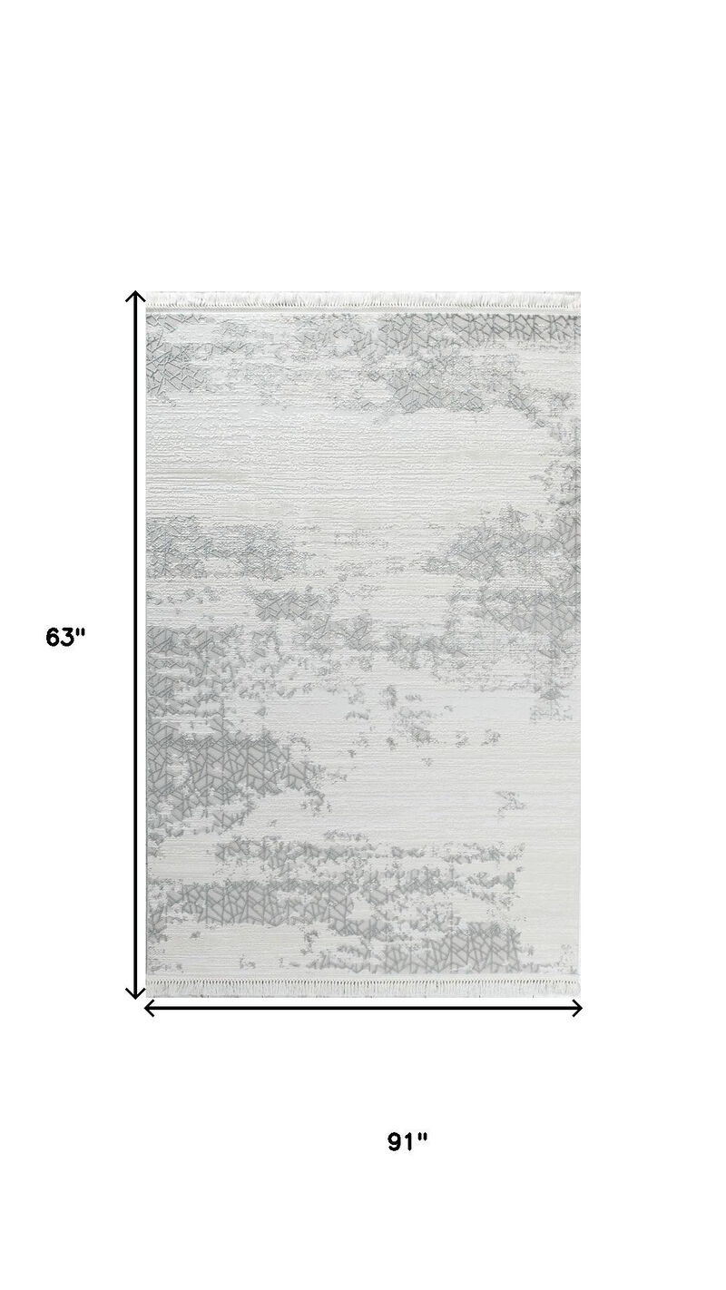 HomeRoots Abstract Distressed Area Rug With Fringe image number 3