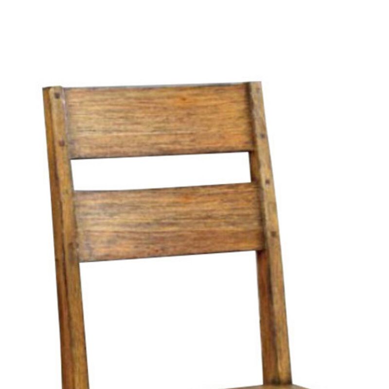 Frontier Rustic Side Chair, Natural Teak Finish, Set of 2-Benzara image number 2