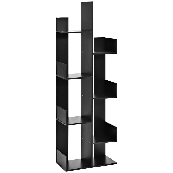 8-Tier Bookshelf Bookcase with 8 Open Compartments Space-Saving Storage Rack
