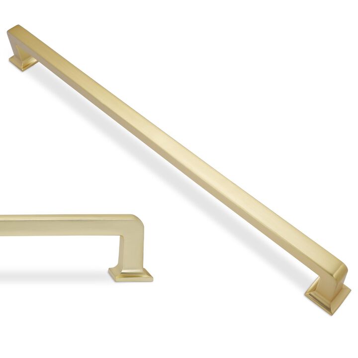 BUKOBYHE 10 Pack 10 Inch Kitchen Cabinet Handles Brushed Brass Cabinet Pulls Zinc Alloy Drawer Pulls Solid Kitchen Hardware