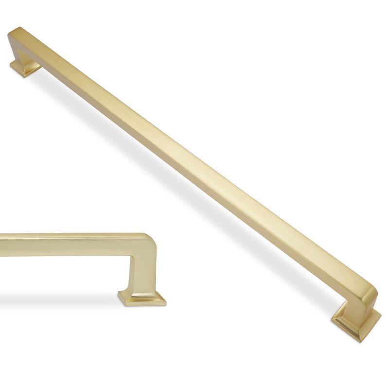 BUKOBYHE 6 Pack 12-3/5 Inch Kitchen Cabinet Handles Brushed Brass Cabinet Pulls Zinc Alloy Drawer Pulls Solid Kitchen Hardware