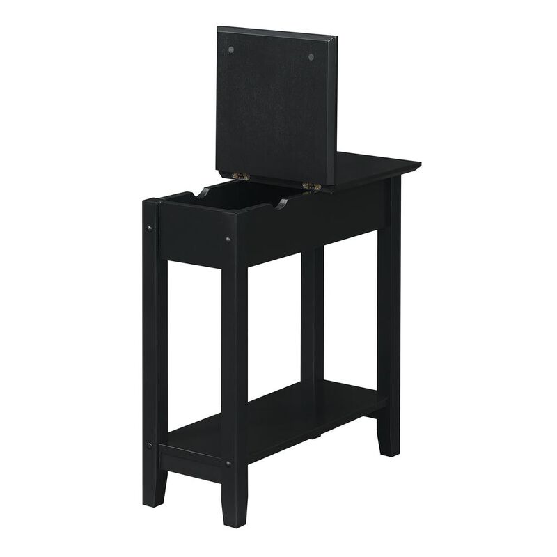 Convenience Concepts American Heritage Flip Top End Table With Charging Station, Black