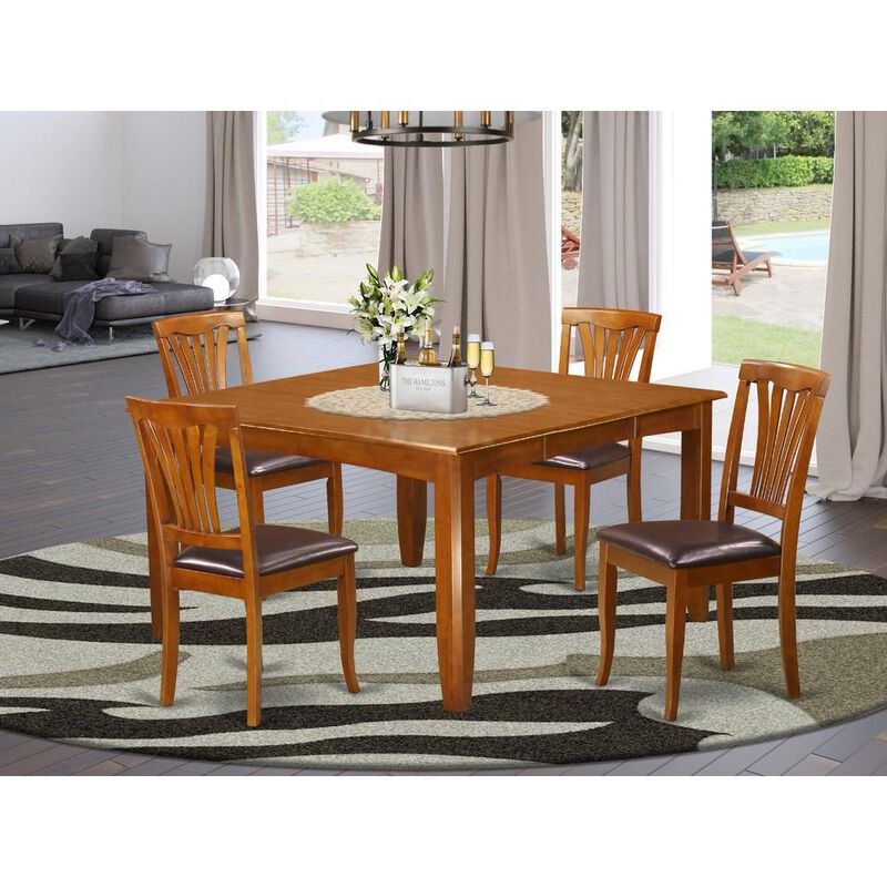 5 Pc Dining room set-Square Table with Leaf and 4 Dining Chairs
