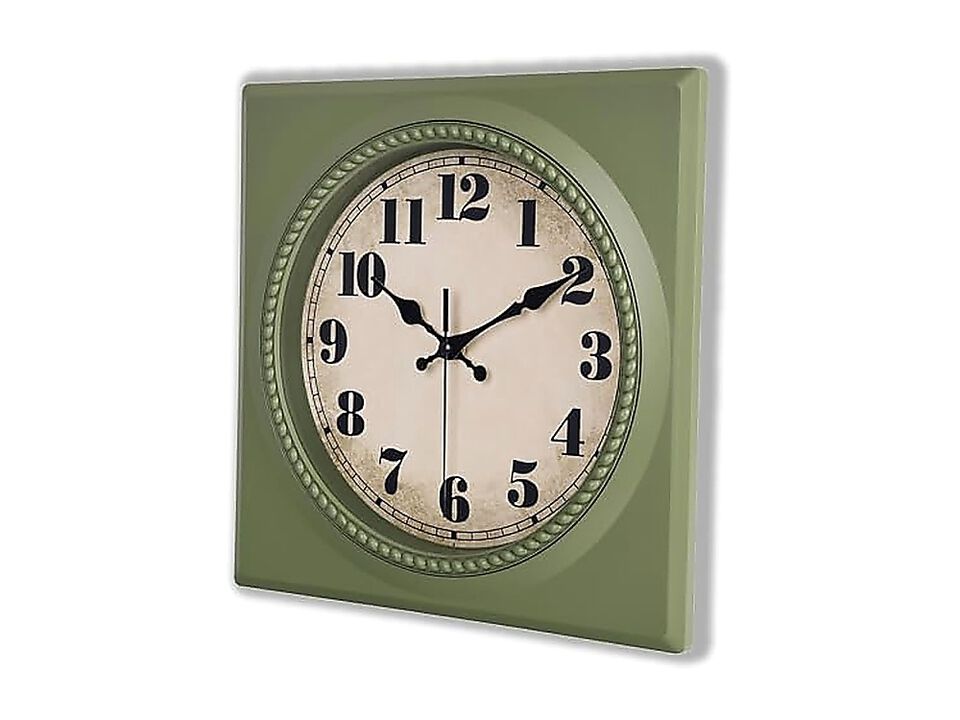Vintage Wall Clock 1950s Style Retro 50 Mid Century Square Clocks Battery Living
