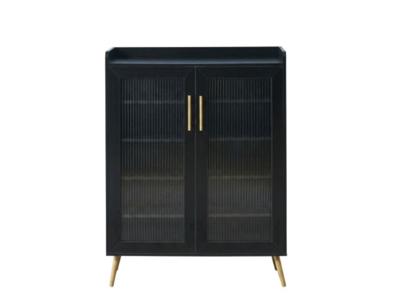 Entryway Shoe Storage Cabinet 5 Tier Adjustable Shelves Black image number 0