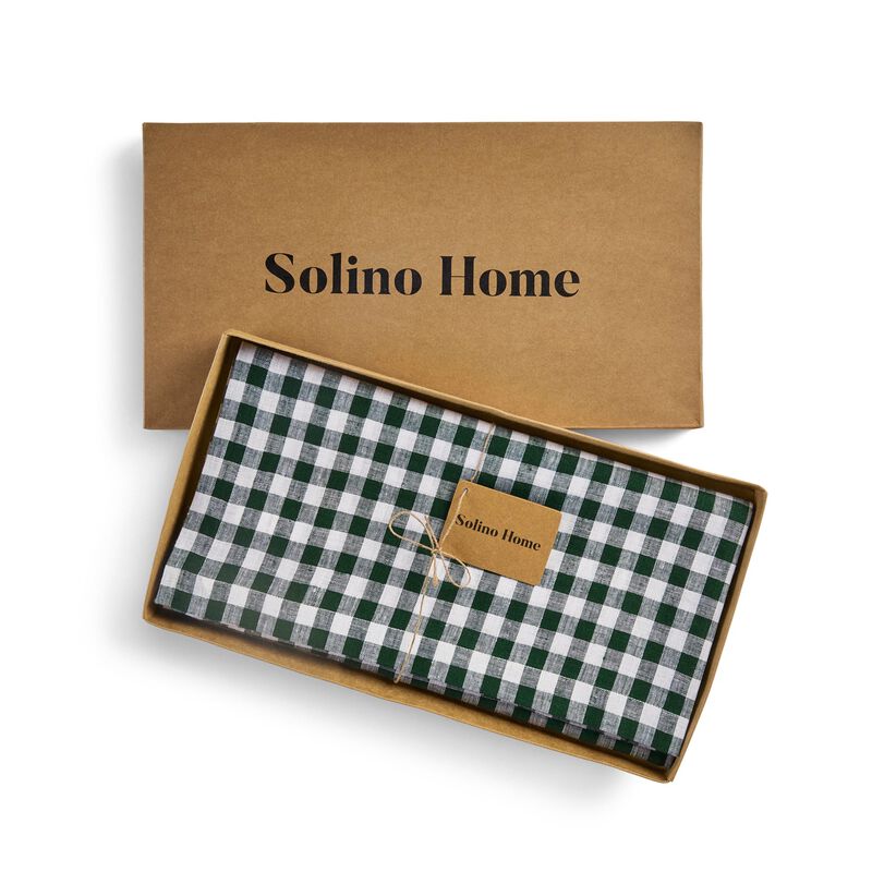 Solino Home 100% Pure Linen Tablecloth - Gingham Check