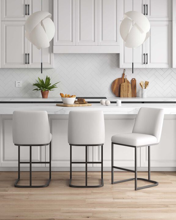 Serena White Counter Stools (Set of 3)