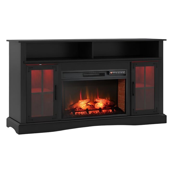 Electric Fireplace TV Stand with Remote Control and Thermostat for Living Room