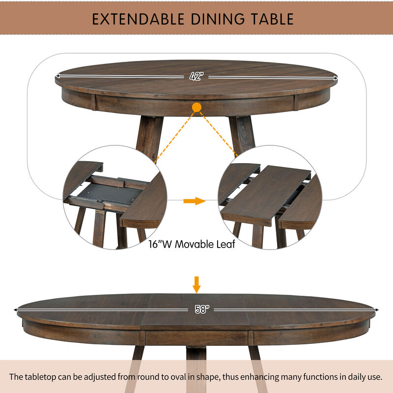 Merax 5-Piece Retro Functional Dining Set
