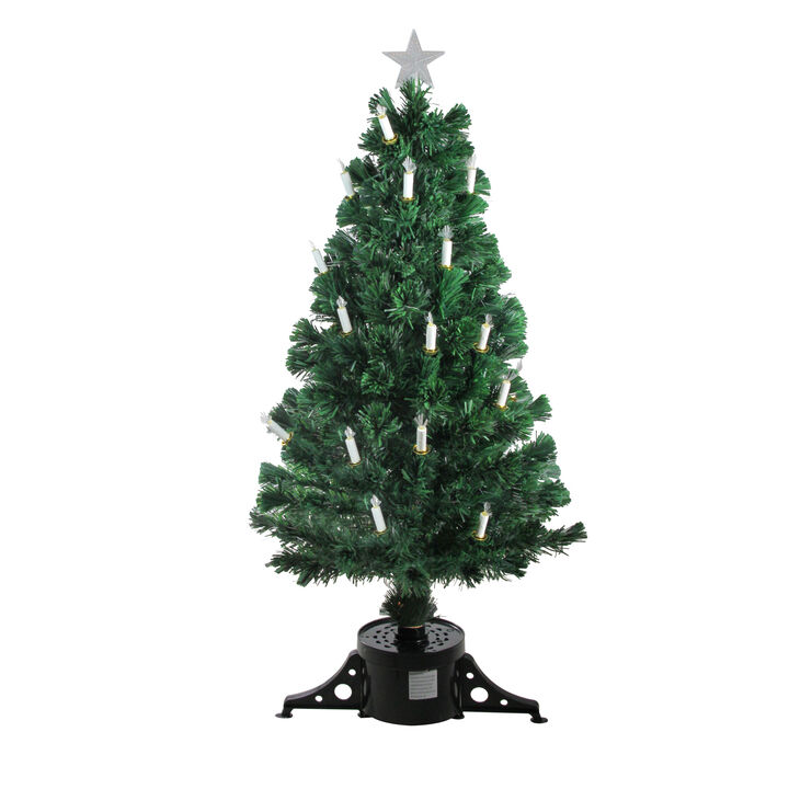 4' Pre-Lit Fiber Optic Artificial Christmas Tree with Candles - Multi Lights