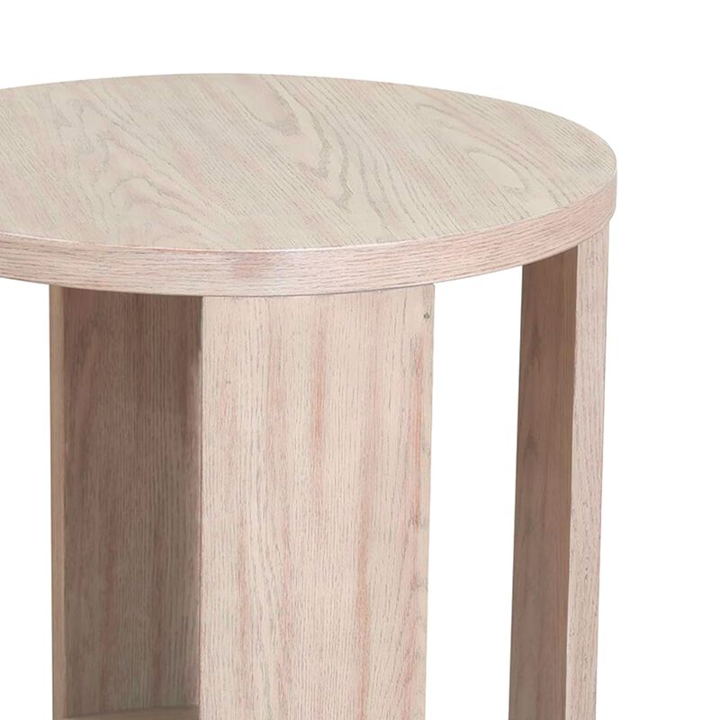 Cony Round End Table, Natural Oak Brown Wood, Caster Wheels, 24 Inch image number 2