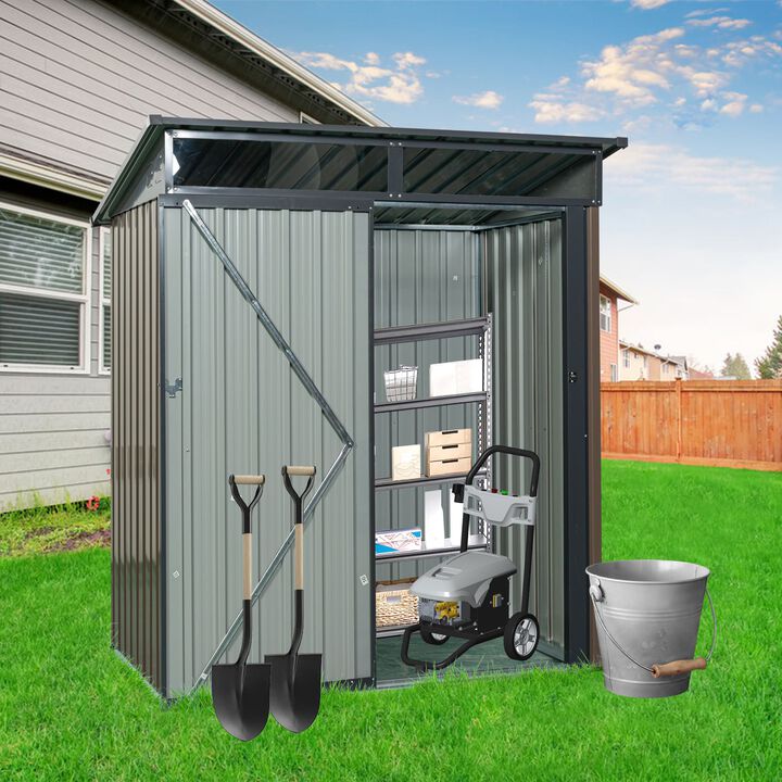 Hivvago 5ft x 3ft Outdoor Metal Weatherproof Storage Shed with Transparent Plate