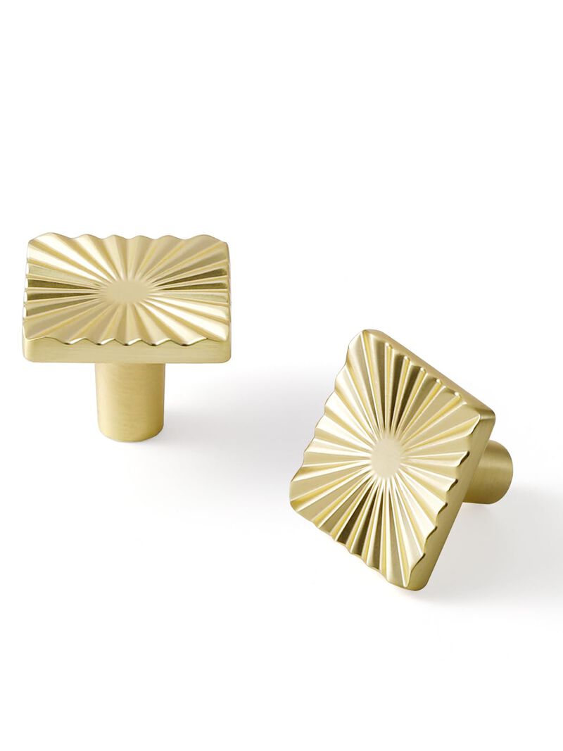 JIASENBAO 5 Pack Gold Cabinet Knobs Square Brushed Brass Drawer Pulls Bathroom Dresser Handles Hardware Zinc Alloy