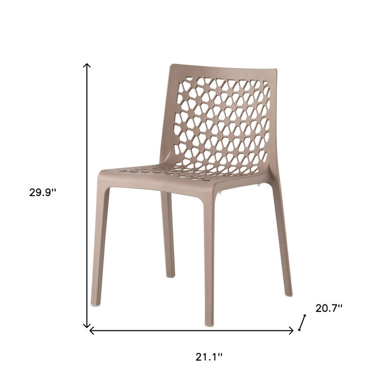 HomeRoots Set of Two Gray Heavy Duty Plastic Outdoor Stacking Dining Chairs image number 5