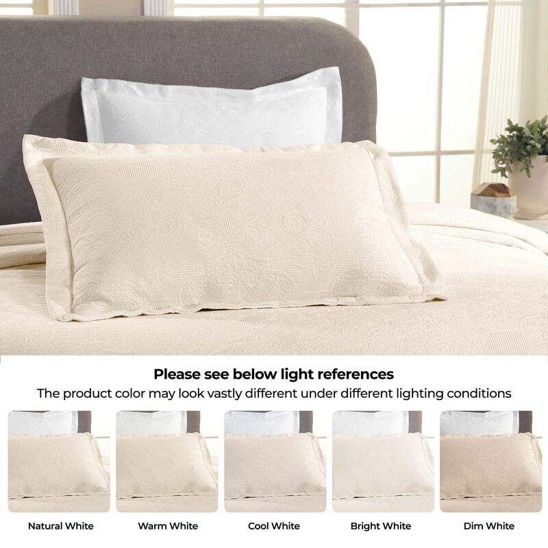 Medallion Pattern Cotton Jacquard Bedspread Set for Full Bedroom Update image number 4