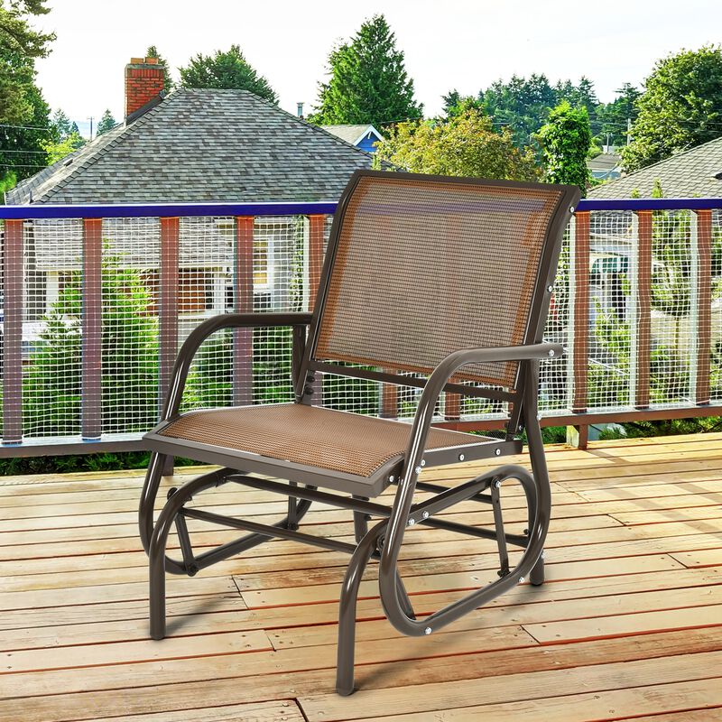 Heavy-Duty Outdoor Glider Chair &ndash; Rocking Swing Seat with Armrest for One