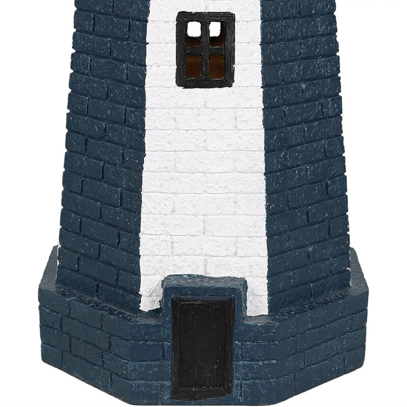 Sunnydaze 36 in Resin and Metal Striped Solar LED Lighthouse Statue