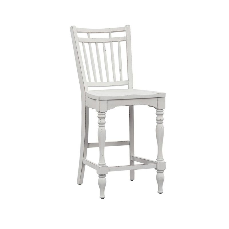 Liberty Furniture Magnolia Manor Spindle Back Counter Chair (RTA)-Set of 2 in Antique White image number 1