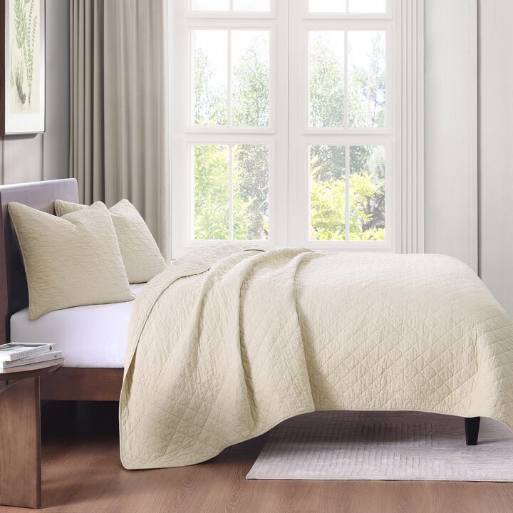 Cotton Comfort Full/Queen Tan Quilt Set