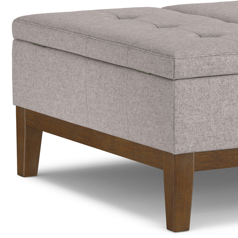 Dover 36 inch Wide Contemporary Square Lift Top Coffee Table Storage Ottoman in Cloud Grey Polyester Linen, Assembled