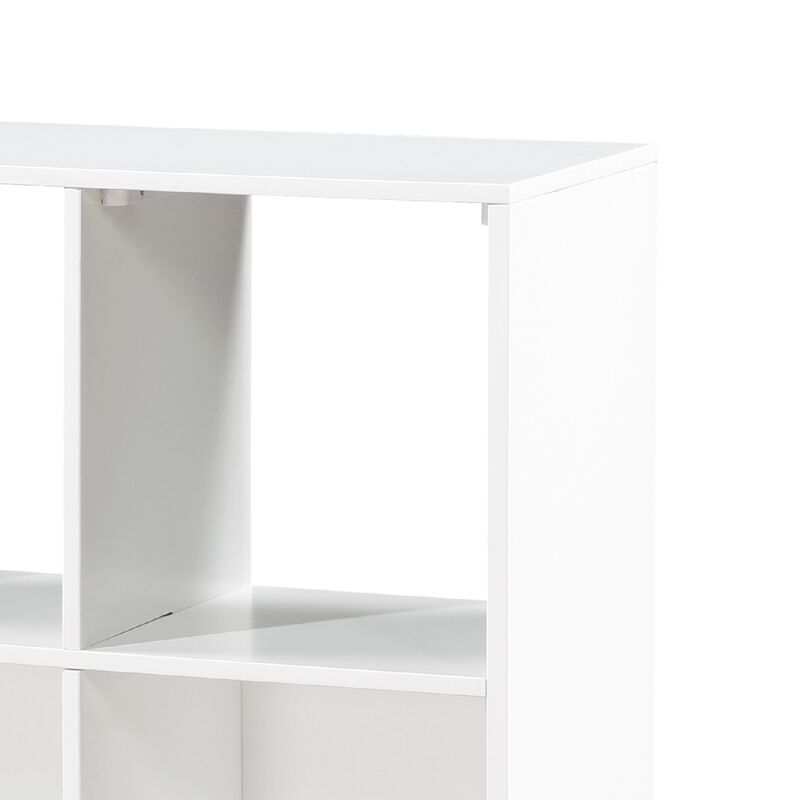 Thiem Bookcase, 6 Cubby Style Shelves, White, Black Veneer, 40 Inch - Benzara