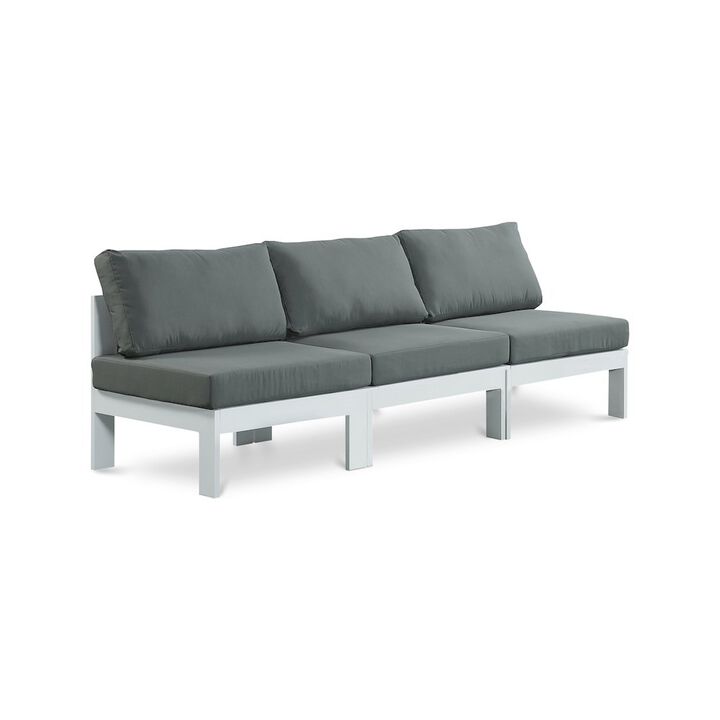 Meridian Furniture Nizuc Grey Water Resistant Fabric Outdoor Patio Modular Sofa