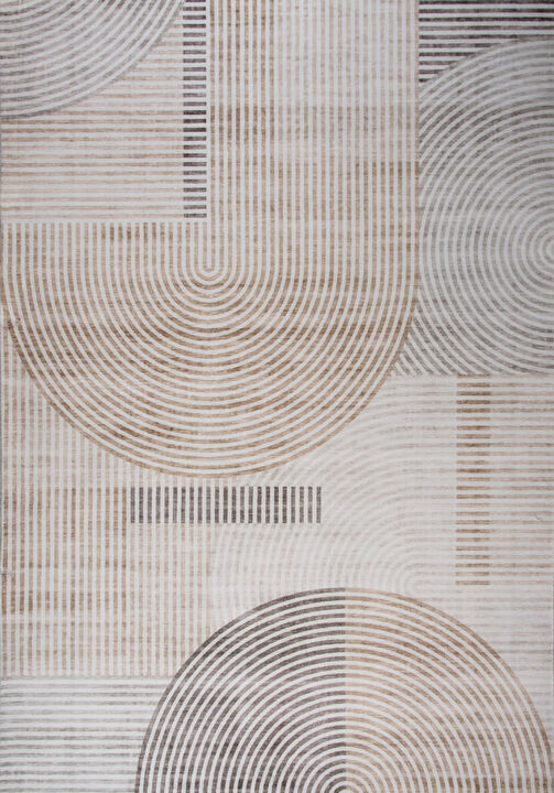 HomeRoots 5' X 8' Beige and Brown Abstract Distressed Area Rug