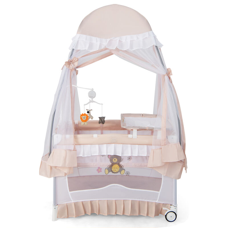 Convertible Bassinet with Removable Changing Table and Detachable Mesh Net