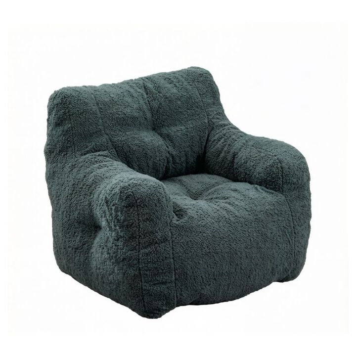 GOODSILO Soft Teddy Fabric Tufted Foam Bean Bag Chair with Ergonomic Backrest Design