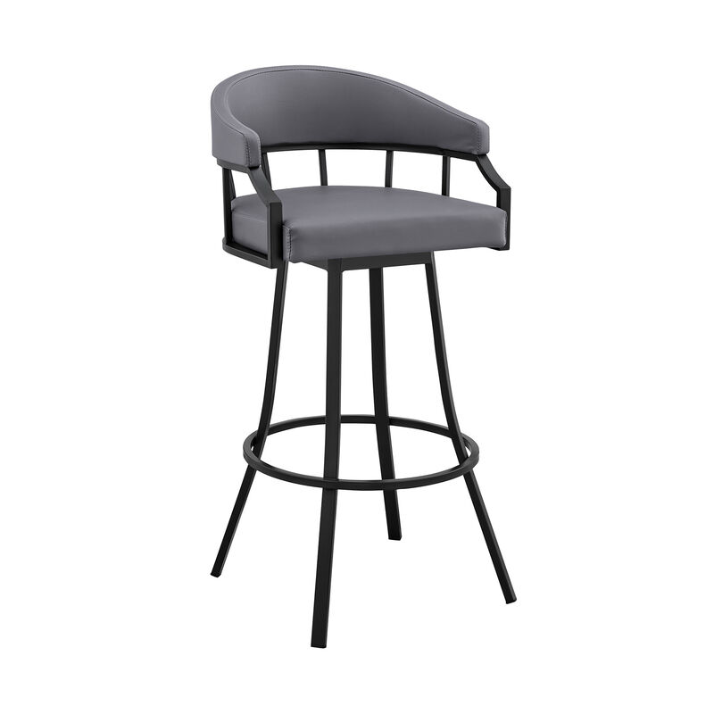 Hivvago 26 Inch Slate Gray and Black Steel Low Back Counter Height Swivel Bar Chair