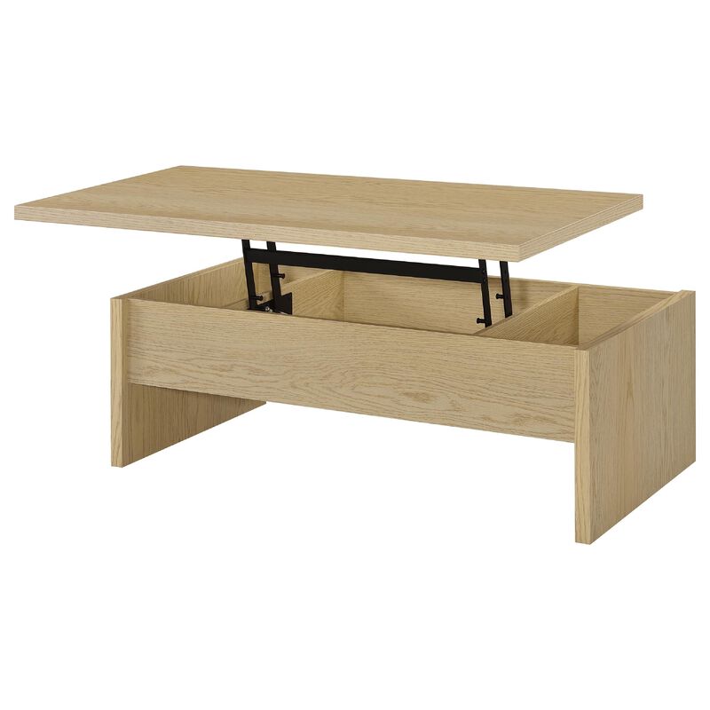 Kerra Lift-Top Coffee Table, Hidden Storage, Light Oak Wood 47 Inch image number 3