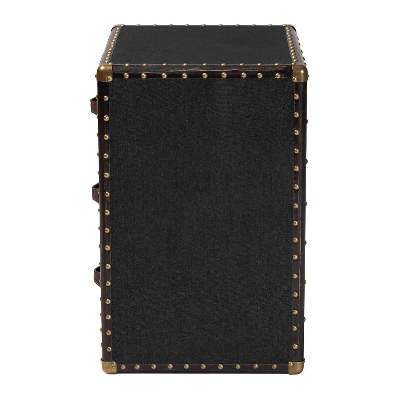 Baxton Studio Mallison Vintage Black Canvas 3 Drawer End Table