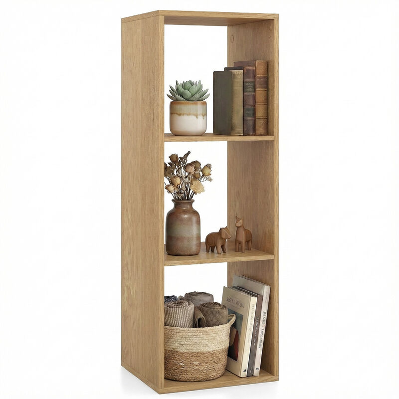 Compact 3 Cube Bookcase with Back Guardrail for Bedroom image number 3