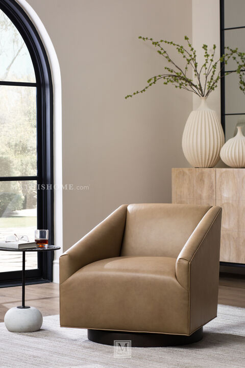 Lotus Taupe 31" Swivel Chair with Wood Base