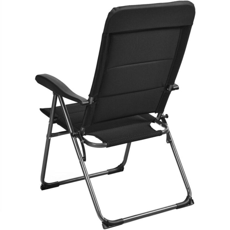 Hivvago Set of 4 Patio Folding Chairs with Adjustable Backrest-Black