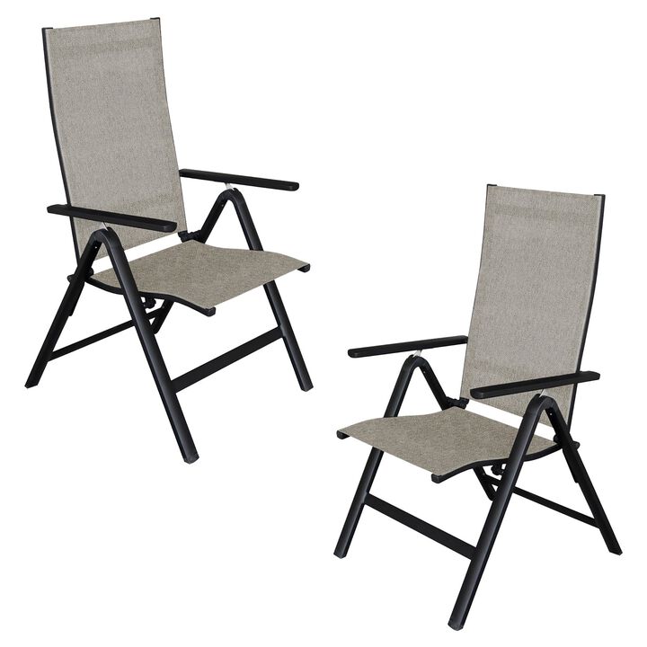 F. Corriveau International - Set of 2 Emma Outdoor Folding and Reclining Chairs, Aluminum Frame