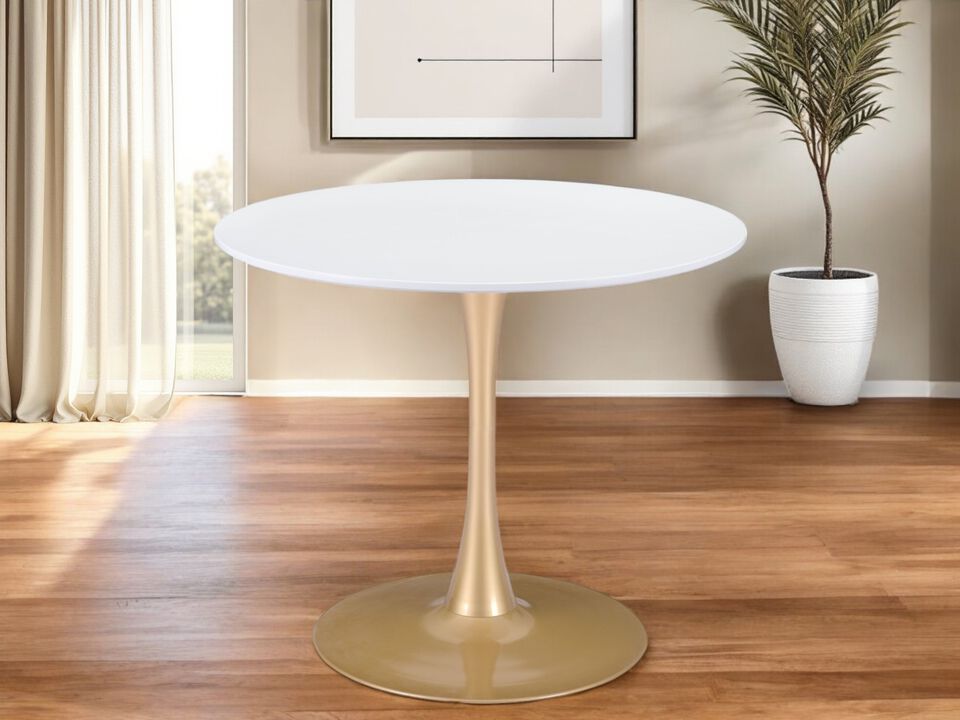 Rounded Steel Pedestal Dining Table with Sturdy Base for Kitchen or Dining Room