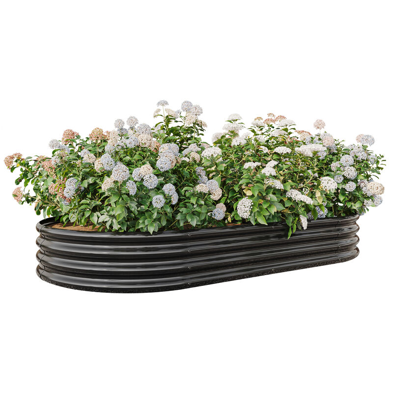 Heavy Duty Metal Raised Bed, 70.86x35 Inch Oval Planter Box for Outdoor Gardening, Black