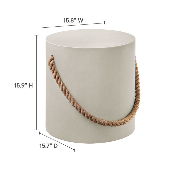 Isera Indoor - Outdoor Patio Rope Concrete Side Table Stool