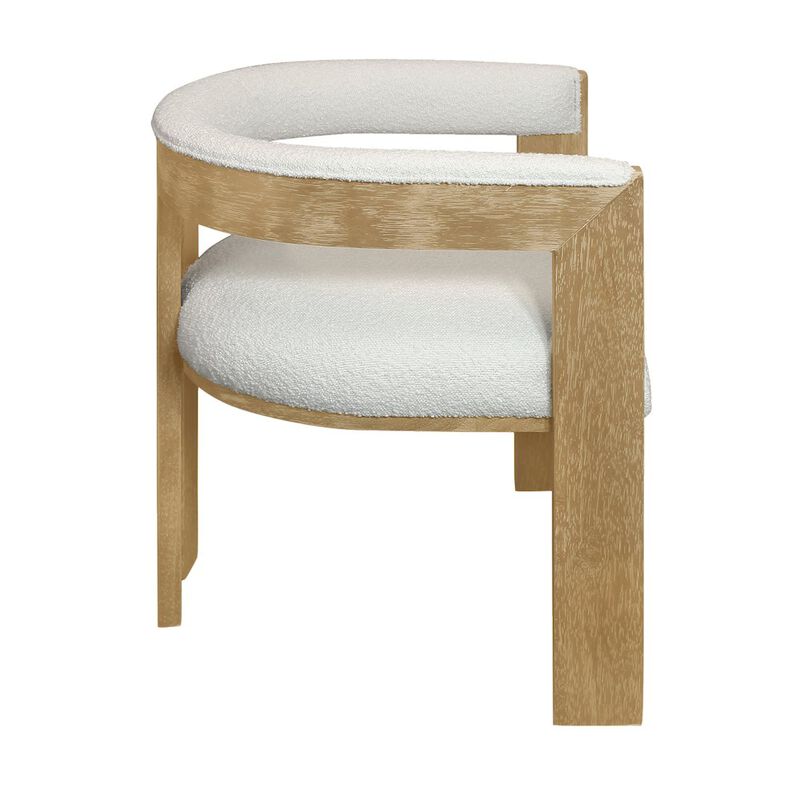 9-Piece 72 Dining Set 8 Trish Arm Chairs in Ivory Boucle Linen Fabric