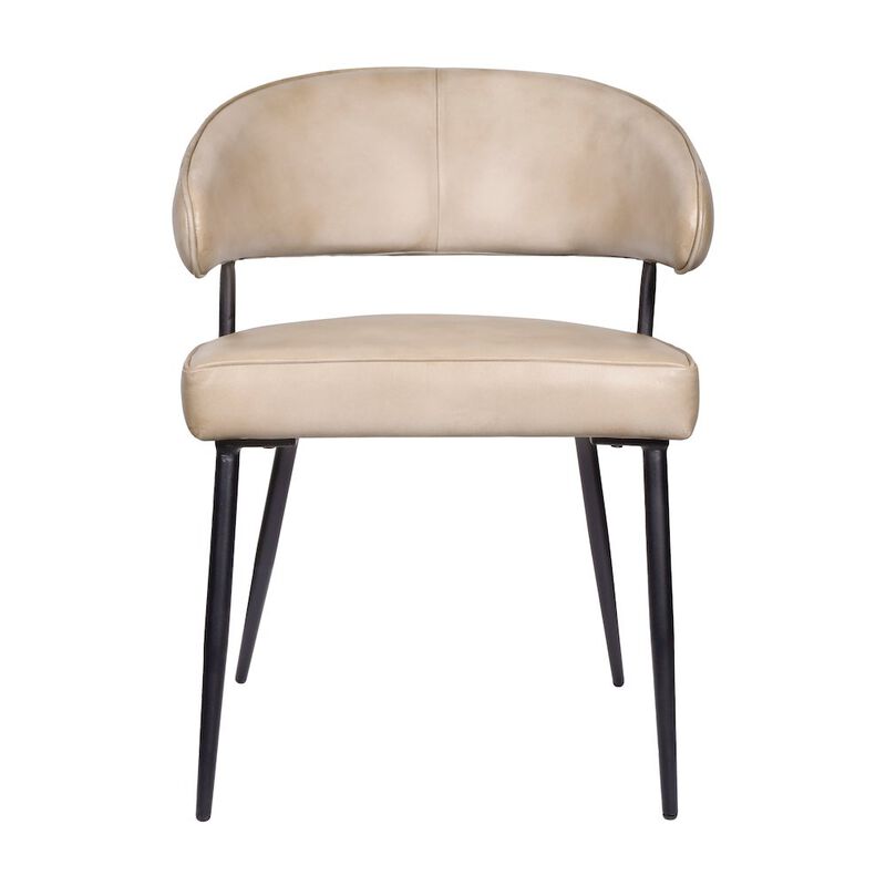 Barrett Genuine Leather Side Chair in Stone 2-Piece Set