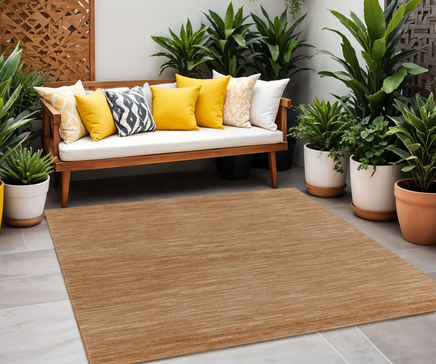 HomeRoots Square Abstract Indoor Outdoor Area Rug