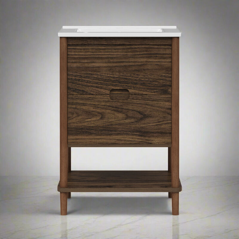 Ellery 24" Single Bathroom Vanity with Two Drawers, Walnut image number 6