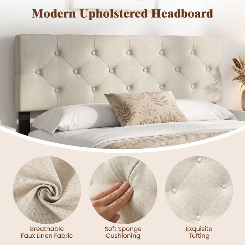 Upholstered Bed Headboard Panel for Queen and Full Beds with Tufted Design image number 4